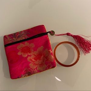 Red Stone Bangle Bracelet